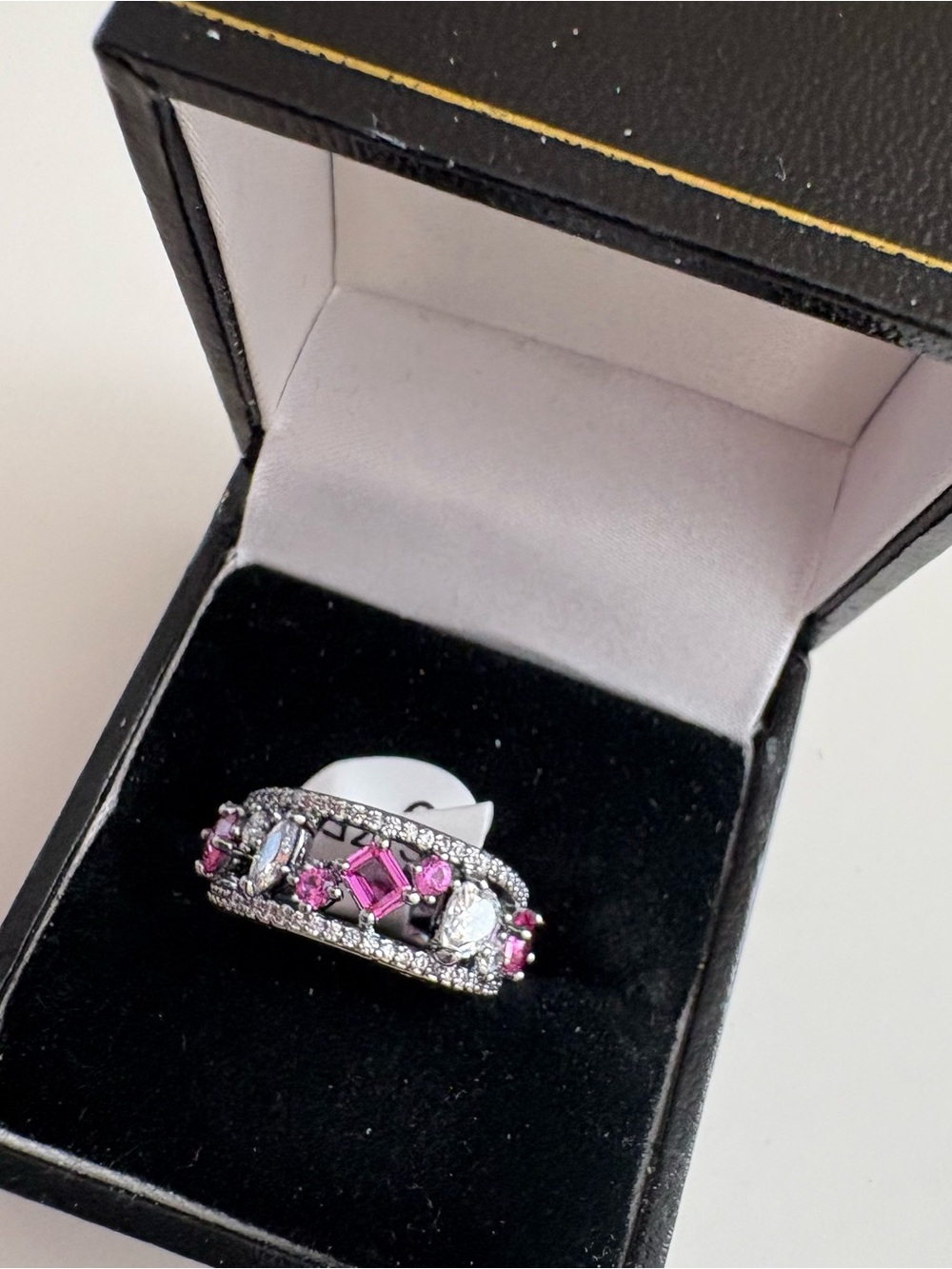 Bomb Party The Mia Ring RG86116 Rose Corundum & Diamond CZ Hematite Plating